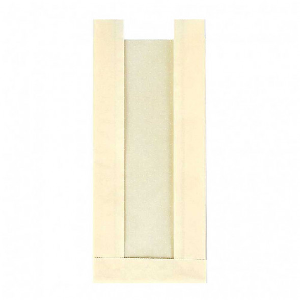 Пакет бумажный бежевый с окном 40г/м2 размер 26*11*4см уп 10шт