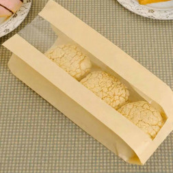 Пакет бумажный бежевый с окном 40г/м2 размер 26*11*4см уп 10шт