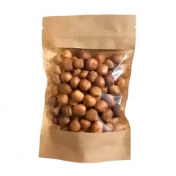 Дой-пак бумажный крафт с окном с замком zip-lock 120*185+(35+35) 90мм уп 10шт