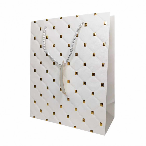 Пакет ЛЮКС Стеганый с золотыми клепками размер 26*32*12см