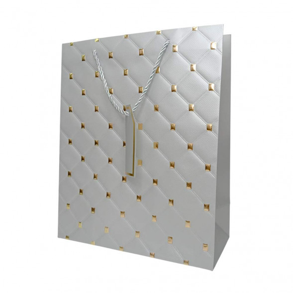 Пакет ЛЮКС Стеганый с золотыми клепками размер 26*32*12см