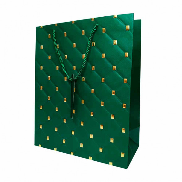 Пакет ЛЮКС Стеганый с золотыми клепками размер 26*32*12см