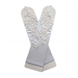Перчатки свадебные белые кружевные