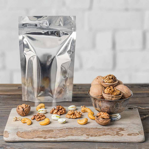 Дой-пак серебро с прозрачной стенкой c замком zip-lock 105*150мм (35+35) уп 10шт