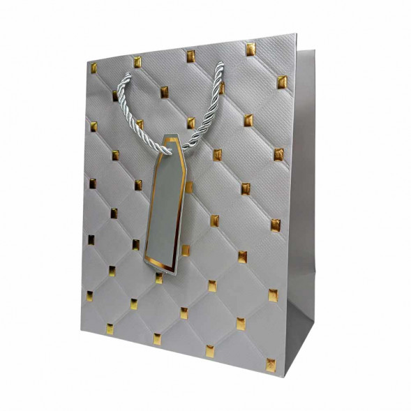 Пакет ЛЮКС Стеганый с золотыми клепками размер 18*23*10см