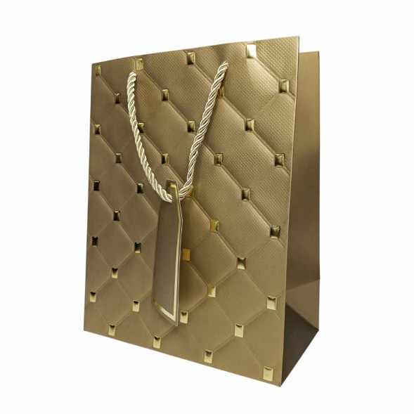Пакет ЛЮКС Стеганый с золотыми клепками размер 18*23*10см