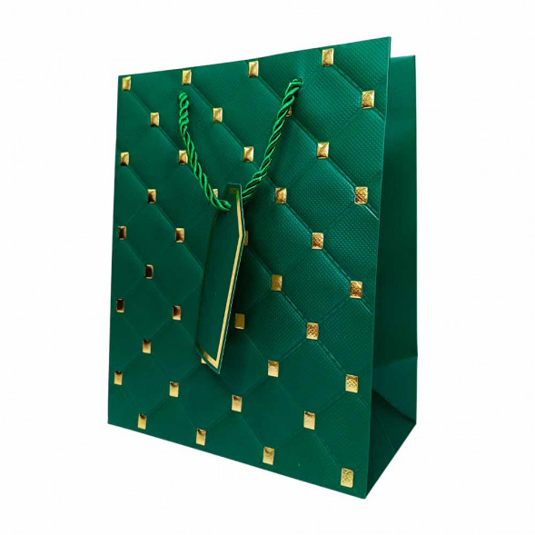 Пакет ЛЮКС Стеганый с золотыми клепками размер 18*23*10см