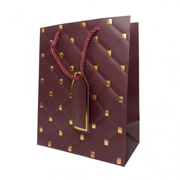 Пакет ЛЮКС Стеганый с золотыми клепками размер 18*23*10см