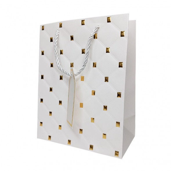 Пакет ЛЮКС Стеганый с золотыми клепками размер 18*23*10см
