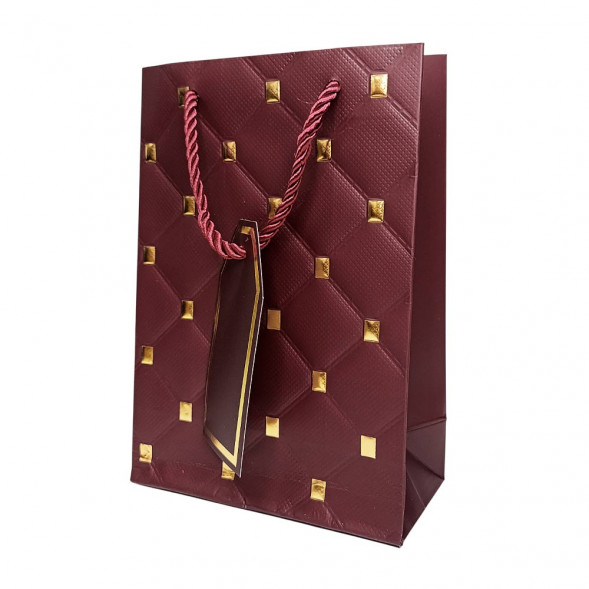 Пакет ЛЮКС Стеганый с золотыми клепками размер 14*20*7см