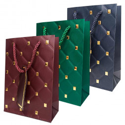 Пакет ЛЮКС Стеганый с золотыми клепками размер 14*20*7см