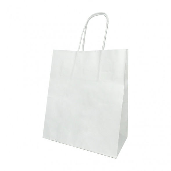Пакет бумажный белый с крученой ручкой 80г/м2 размер 22*25*12см уп 10шт