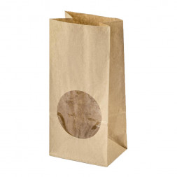 Пакет бумажный крафт с окном круг 70г/м2 размер 17*8*5см уп 10шт