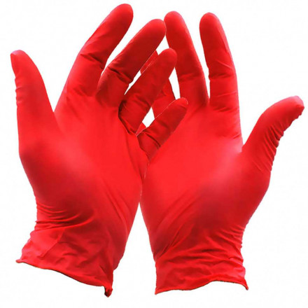 Перчатки нитриловые красные 50 пар L