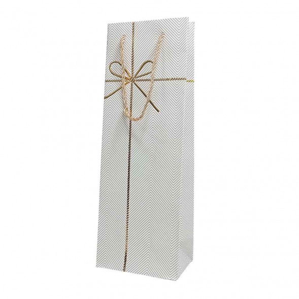 Пакет под бутылку ЛЮКС Бантик золотой размер 12,7*36*9см