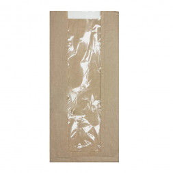 Пакет бумажный крафт с окном размер 37*17*8см уп 10шт