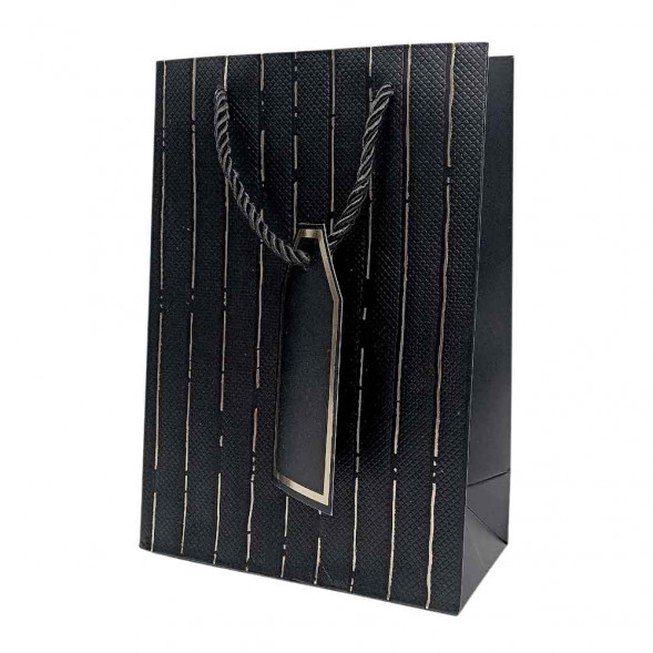 Пакет ЛЮКС однотонный с золотой полоской размер 14*20*7см