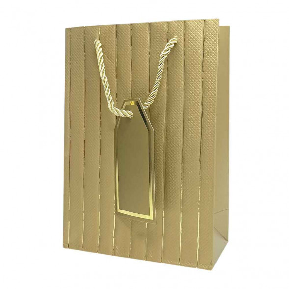 Пакет ЛЮКС однотонный с золотой полоской размер 14*20*7см