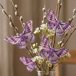 Бабочка на прищепке фиолетовая размер 8см