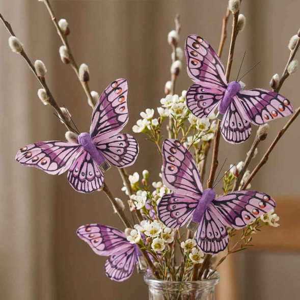 Бабочка на прищепке фиолетовая размер 8см