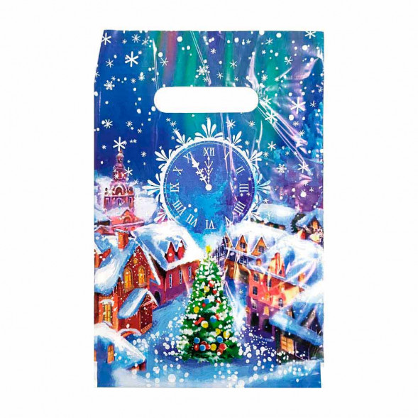 Пакет вырубной ПВД Город и елка 20*30см 35 мкм 100шт