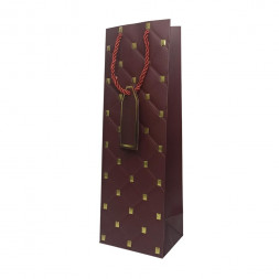 Пакет под бутылку ЛЮКС Стеганый с золотыми клепками размер 12*37*10см