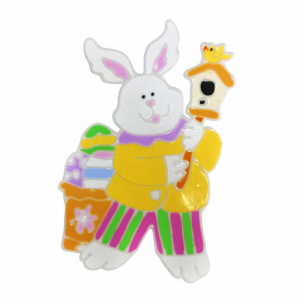 Украшение наклейка для окна Кролик со скворечником размер 18*29см