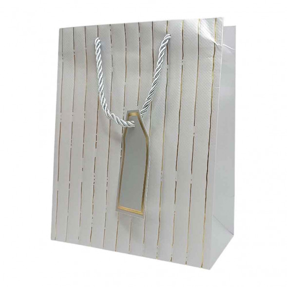 Пакет ЛЮКС однотонный с золотой полоской размер 18*23*10см