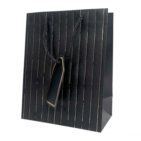 Пакет ЛЮКС однотонный с золотой полоской размер 18*23*10см