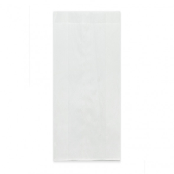 Пакет бумажный белый жиростойкий с плоским дном размер 25*10*4см уп 10шт