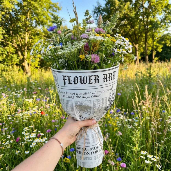 Пленка в рулоне матовая Ботаника белая размер 58см*10м 65мкм