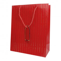 Пакет ЛЮКС однотонный с золотой полоской размер 26*32*12см