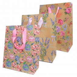 Пакет крафт Цветы размер 18*23*10см