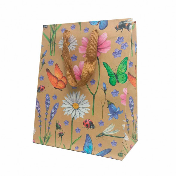 Пакет крафт Цветы размер 18*23*10см