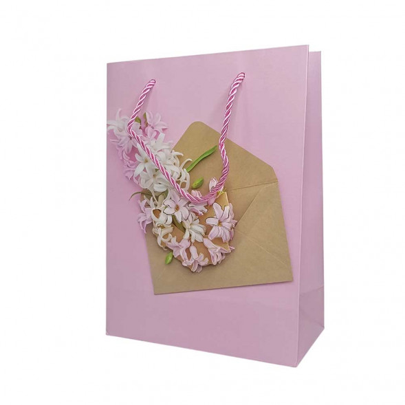 Пакет ЛЮКС Конверт с цветами 3D размер 18*23*10см