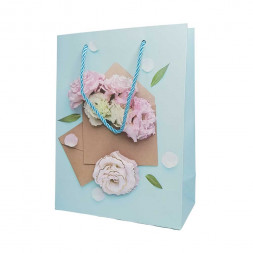 Пакет ЛЮКС Конверт с цветами 3D размер 18*23*10см