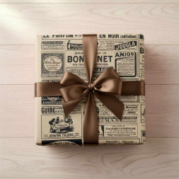 Бумага крафт в рулоне Винтажная газета черная размер 70см*10м