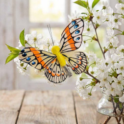 Бабочка на прищепке желтая размер 8см