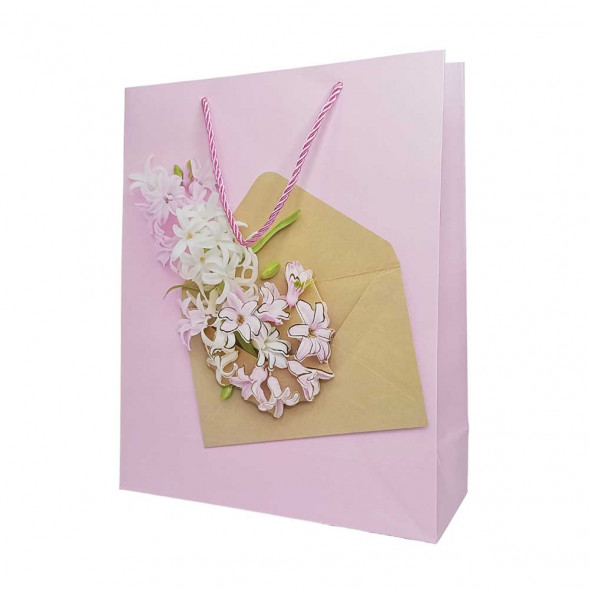 Пакет ЛЮКС Конверт с цветами 3D размер 26*32*12см