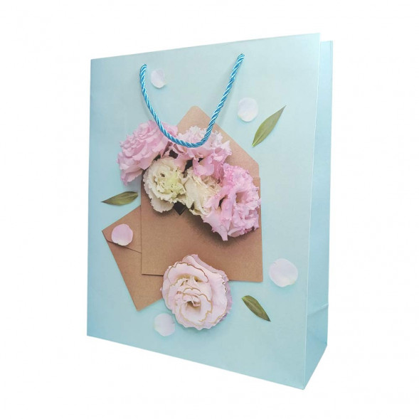 Пакет ЛЮКС Конверт с цветами 3D размер 26*32*12см