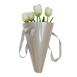 Плайм-пакет для цветов Глянец светло-серый размер D-17см Н-29см