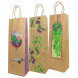 Пакет бумажный крафт под бутылку Ягоды и фрукты с крученой ручкой размер 12*8*33см