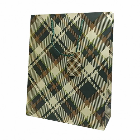 Пакет матовый бумажный МЭН+клетка размер 26*32*10см