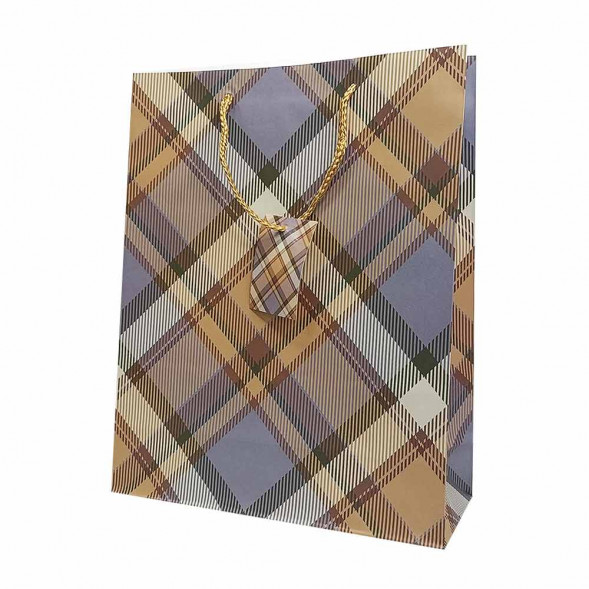 Пакет матовый бумажный МЭН+клетка размер 26*32*10см