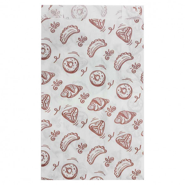 Пакет бумажный белый с печатью с плоским дном размер 25*14*6см уп 10шт