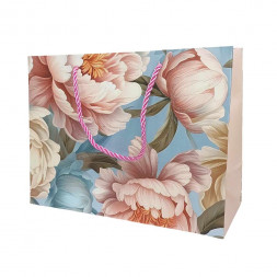 Пакет ЛЮКС Цветы с блеском размер 23*18*10см