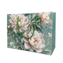 Пакет ЛЮКС Цветы с блеском размер 23*18*10см