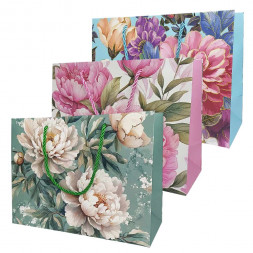 Пакет ЛЮКС Цветы с блеском размер 23*18*10см