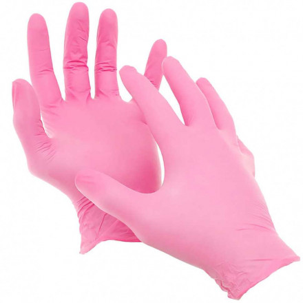 Перчатки нитриловые AMpri Германия  розовые  50 пар XS