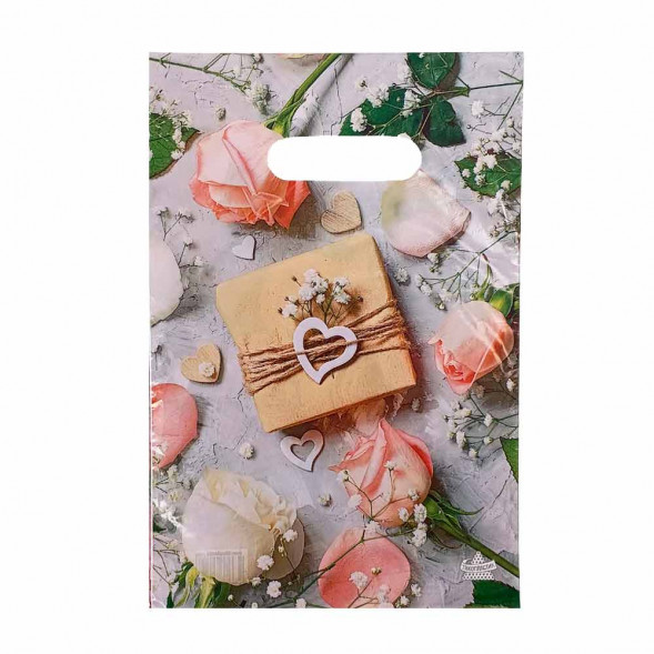 Пакет вырубной  ПВД Коробка с сердцем 20*30см 35 мкм 100шт